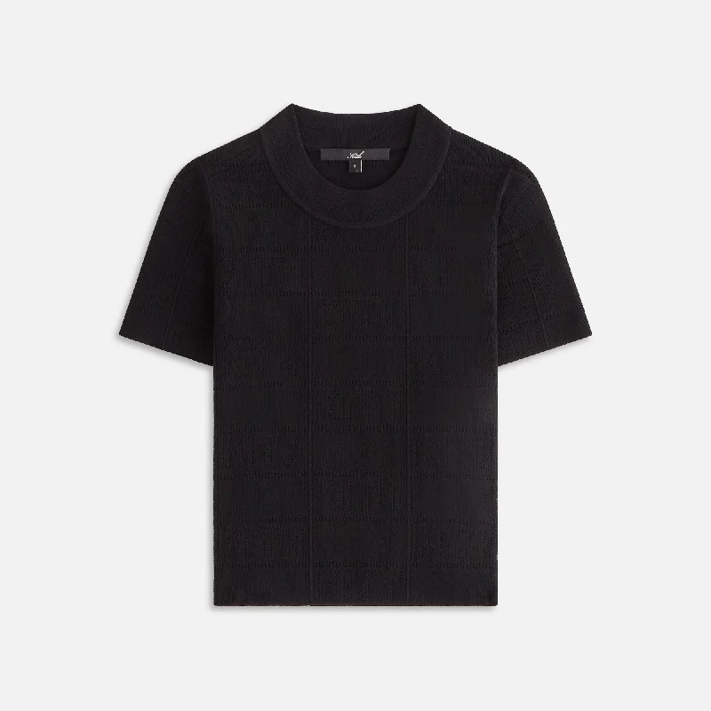 Kith Women Arys Monogram Pointelle Tee - Black Chenille Blend Fleece Blend Nylon Blend Kith Women Arys Monogram Pointelle Tee - Black Chenille Blend Fleece Blend Nylon Blend
