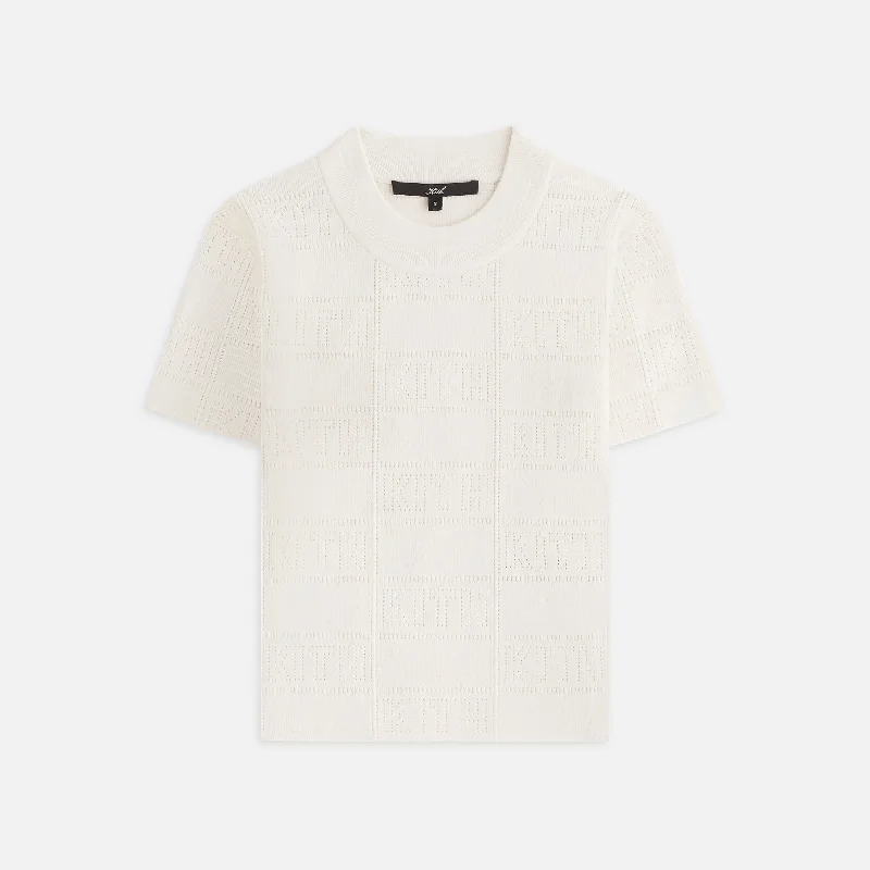 Kith Women Arys Monogram Pointelle Tee - Muslin Embroidered Appliqued Beaded