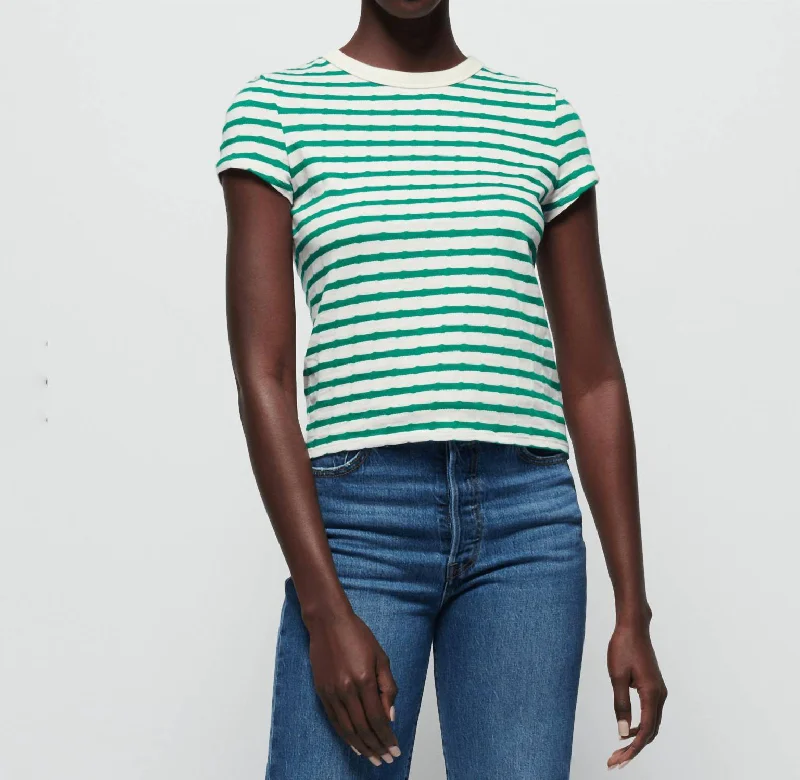 Laurence Shrunken Vintage Tee In Verdant Green Stripe Plaid T-Shirt Polka Dot Checkered Laurence Shrunken Vintage Tee In Verdant Green Stripe Plaid T-Shirt Polka Dot Checkered