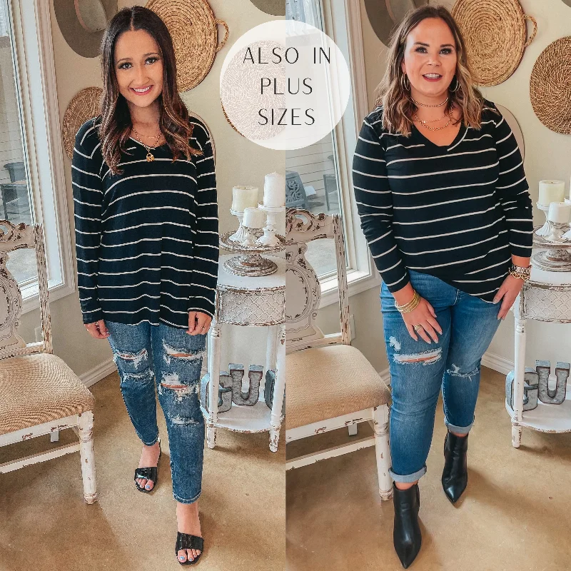 Keep Things Casual Long Sleeve Striped V Neck Tee in Black Faux Fur Fabric Real Fur Fabric Shearling Fabric Keep Things Casual Long Sleeve Striped V Neck Tee in Black Faux Fur Fabric Real Fur Fabric Shearling Fabric