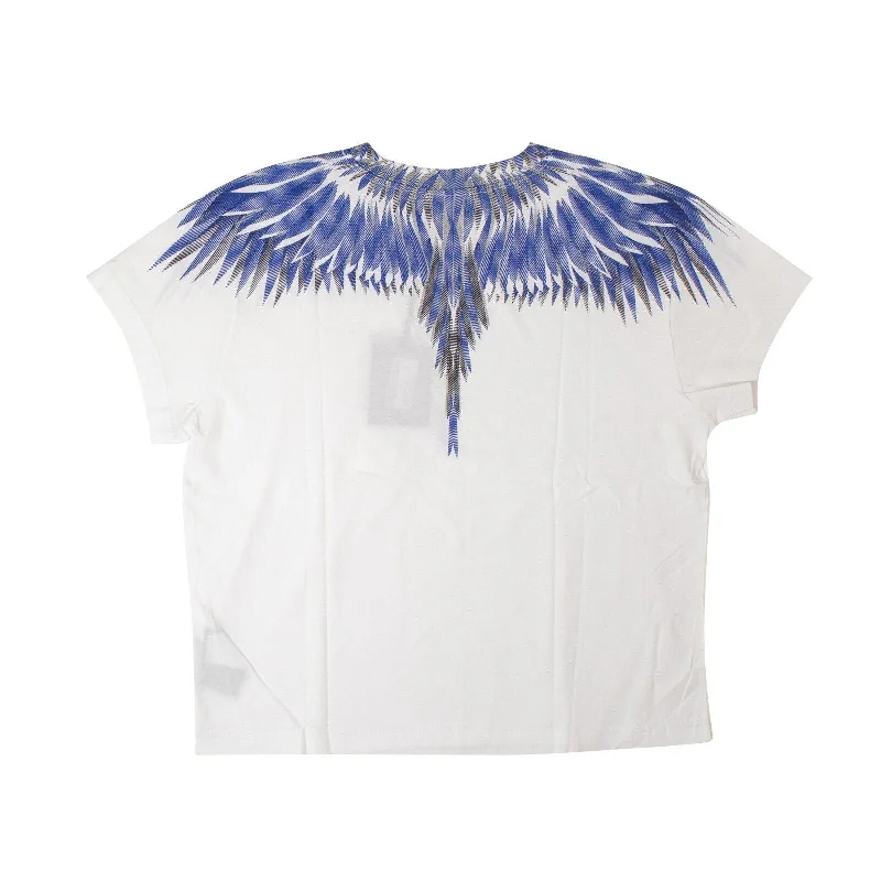 Marcelo Burlon Sharp Wings Squared Tee - White/Blue Print Jacquard Patchwork