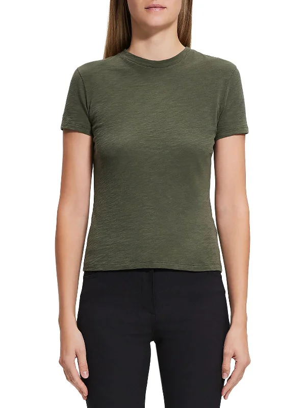 Nebulous Pure Womens Crew Neck Slub T-Shirt Fashionable Trendy Casual