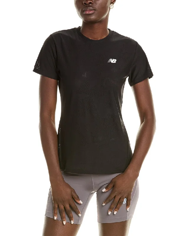 New Balance Q Speed Jacquard T-Shirt Mesh Fabric Canvas Fabric Denim Fabric