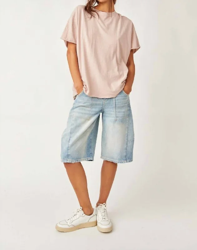 Nina Tee In Blush Fleece Nylon Spandex