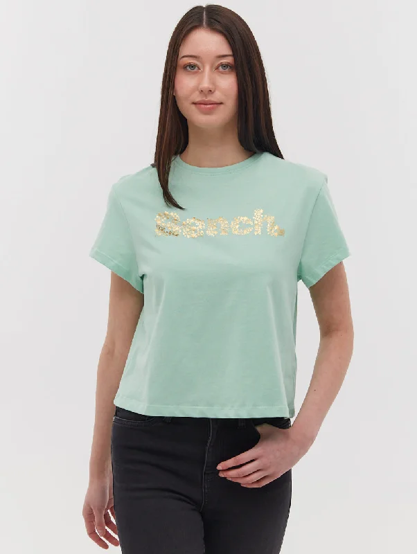 Oona Chest Logo T-Shirt Mesh Canvas Denim