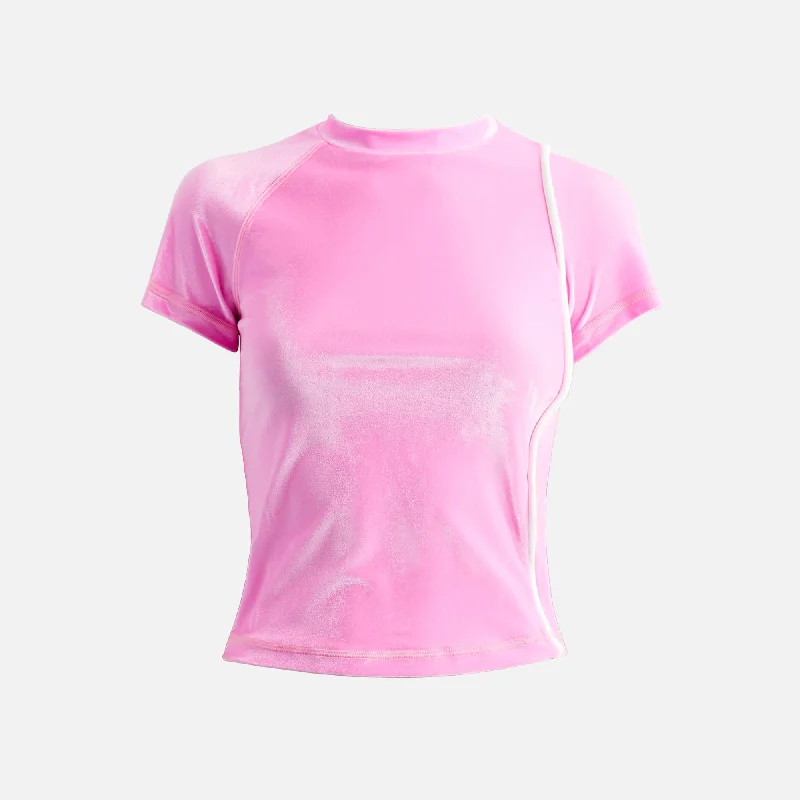 Ottolinger Deconstructed Tee - Pink Striped Floral Plaid