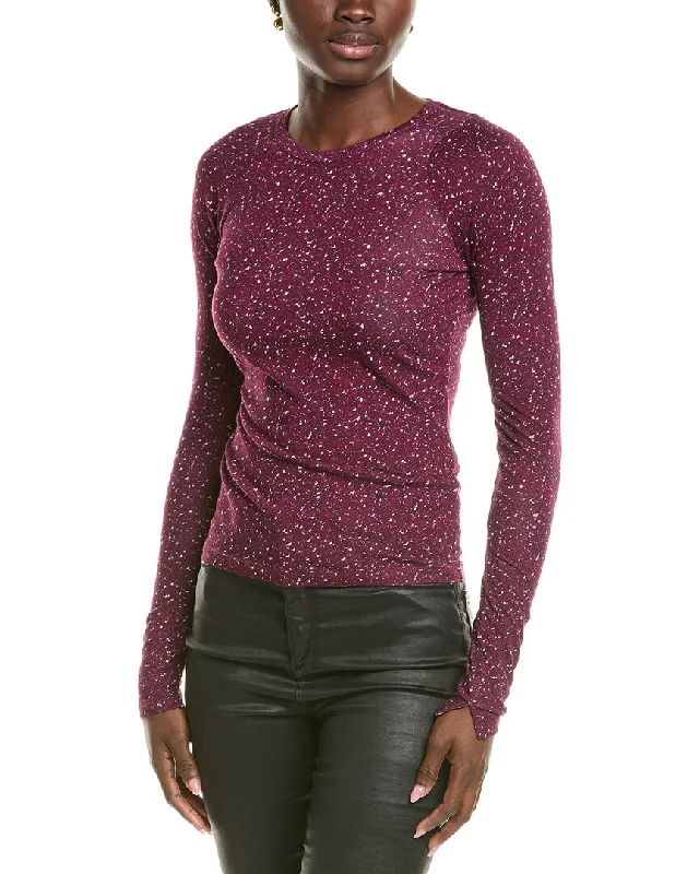 rag & bone Shaw Paneled Crew T-Shirt Beaded Sequined Faux Fur