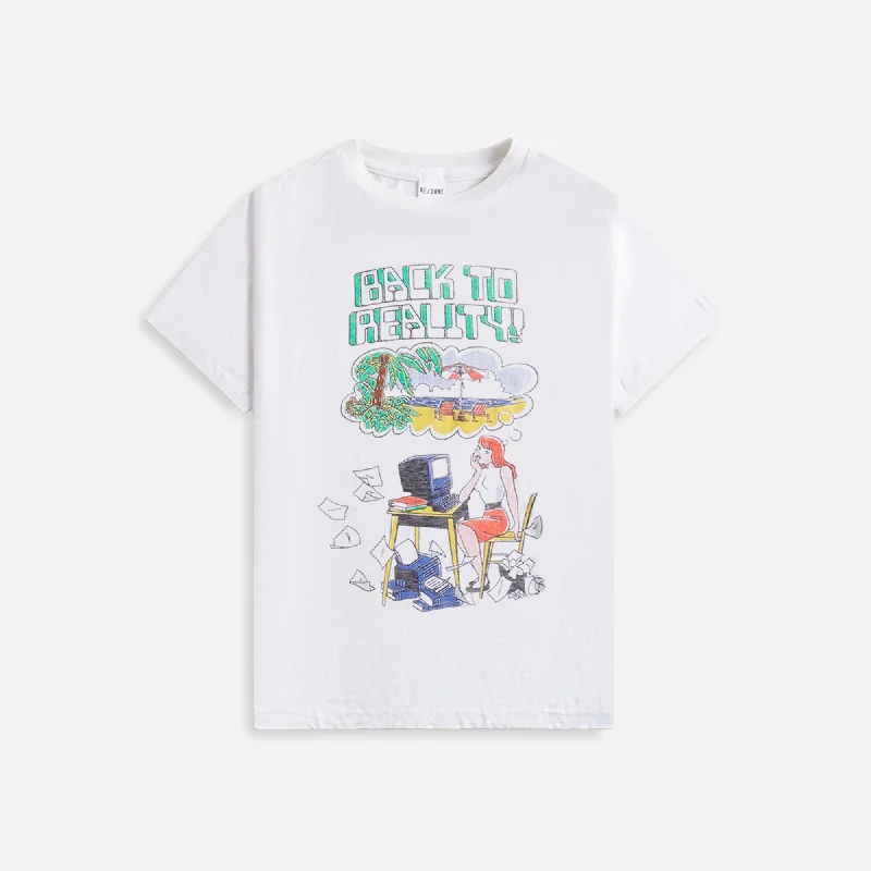 ReDone Back to Reality Classic Tee - Vintage White Chenille Blend Fleece Blend Nylon Blend ReDone Back to Reality Classic Tee - Vintage White Chenille Blend Fleece Blend Nylon Blend