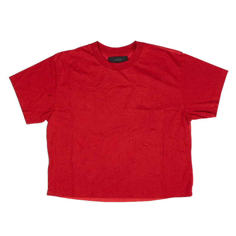 Red Slash Cotton T-Shirt Iron Safe Non-Iron Wrinkle Free