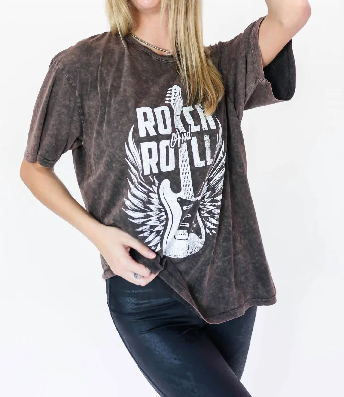 Rock And Roll Tee In Vintage Blush Notch Collar Peter Pan Collar Cowl Neck