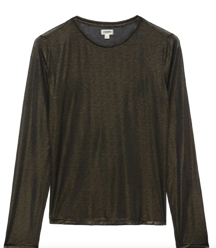 Tess Crew Neck Tee In Black Spandex Blend Rayon Blend Denim Blend
