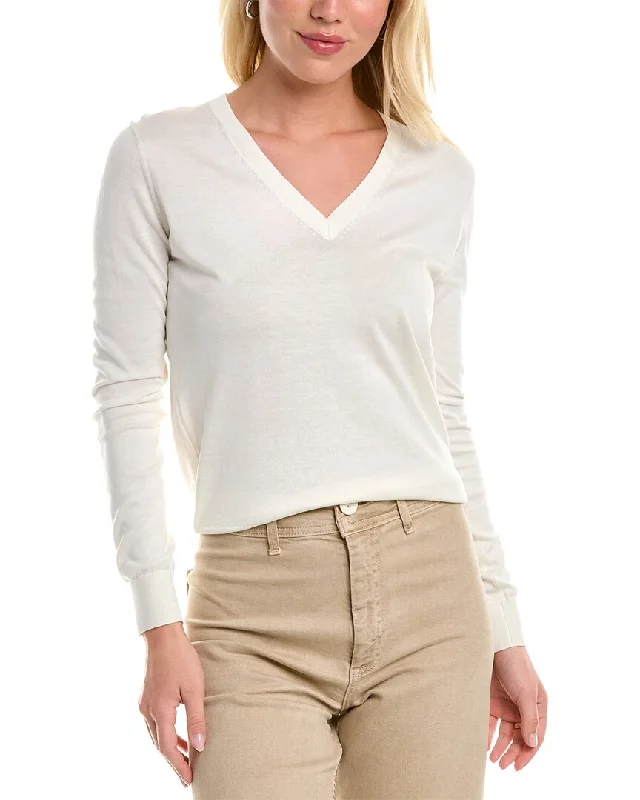 Theory V-Neck Silk-Blend T-Shirt Collared Crew Neck Turtle Neck