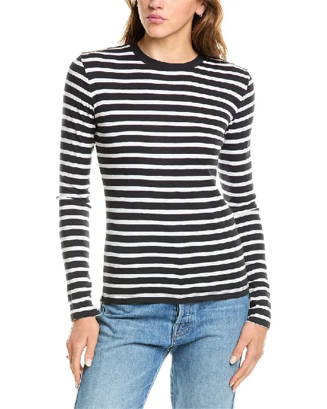 Vince Striped T-Shirt Welt Pockets Slit Pockets