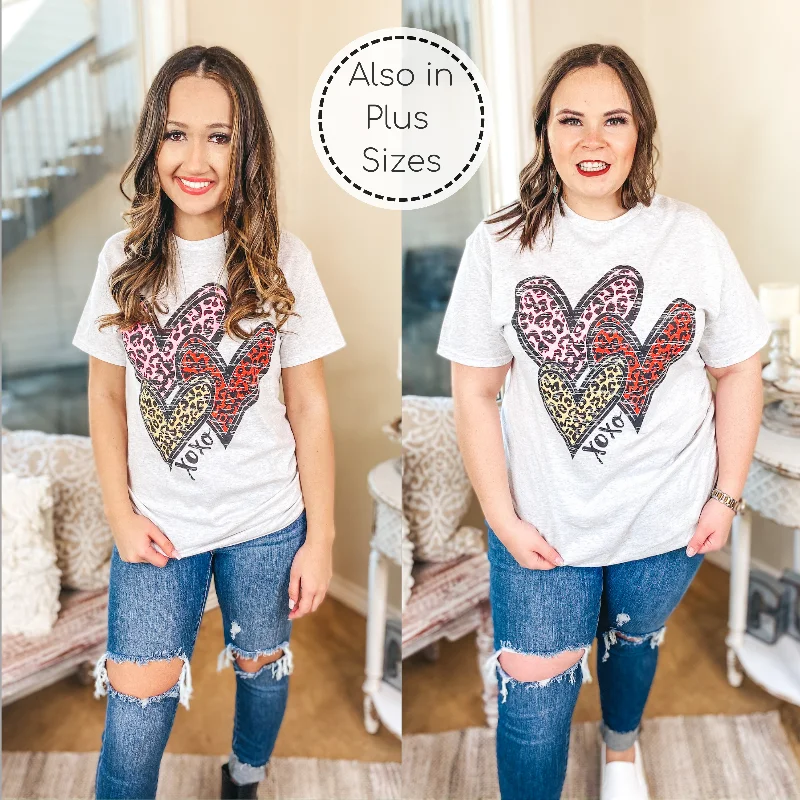Wild Hearts Leopard Multi Graphic Tee in Heather Grey Fashionable Trendy Casual