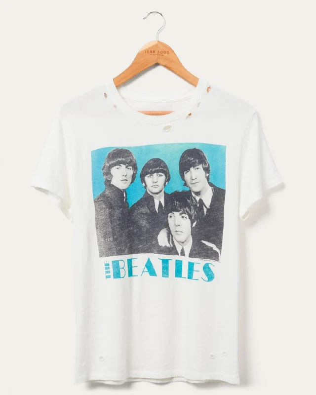 Women's Beatles Blue Vintage Destroy Tee Oversized T-Shirt Spandex breathable
