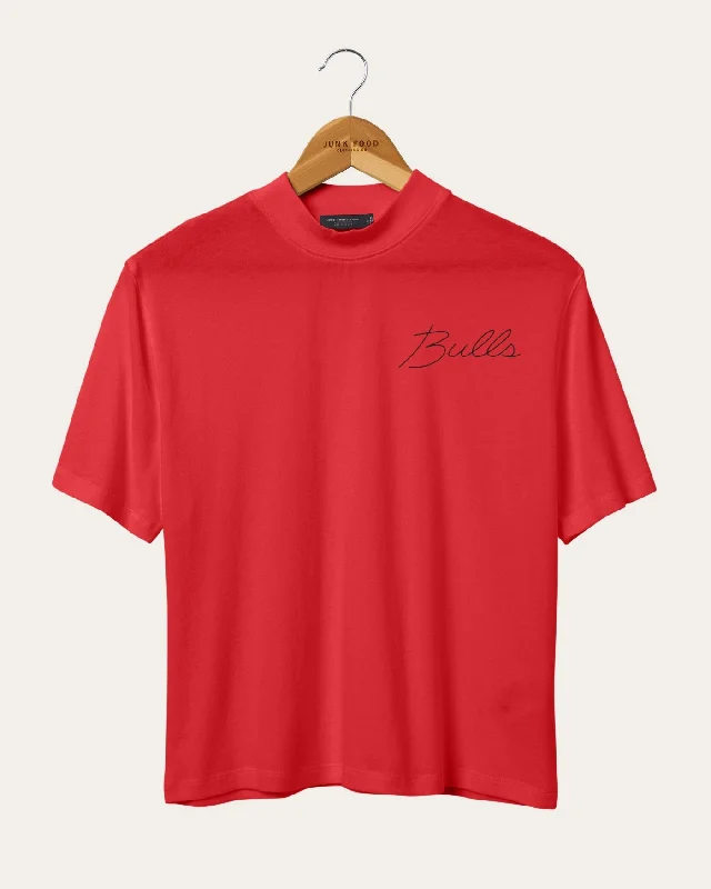 Women's NBA Chicago Bulls Mock Neck Tee Polka Dot Checkered Tartan