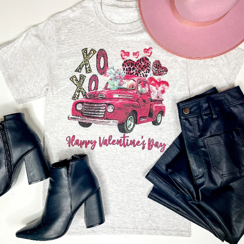 XOXO Love Truck Short Sleeve Graphic Tee in Heather Grey Terry Blend Velvet Blend Canvas Blend XOXO Love Truck Short Sleeve Graphic Tee in Heather Grey Terry Blend Velvet Blend Canvas Blend