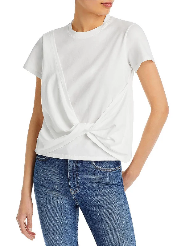 Zahra Womens Organic Cotton Twist T-Shirt Front Pockets Side Pockets Patch Pockets