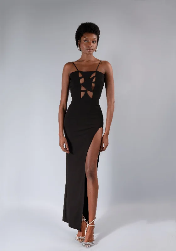 LEAH ANKLE LENGTH BLACK DRESS