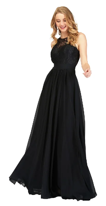 Abby Paris by Lucci Lu 93065 BLACK Lace and Chiffon Dress