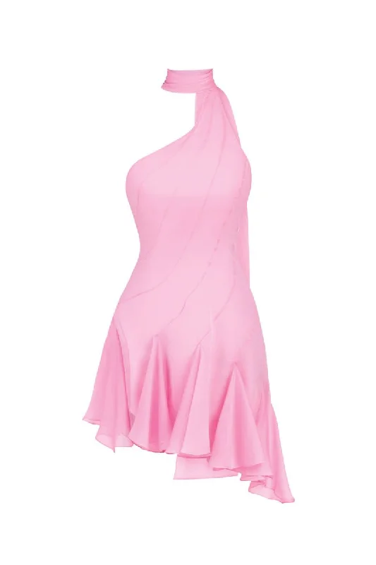 MS. GODET ASYMMETRIC DRESS IN PINK