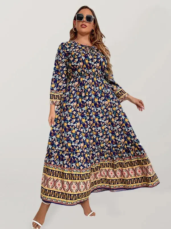 Blue Zone Planet |  Plus Size Ladies Daily Vacation Print Loose Dress