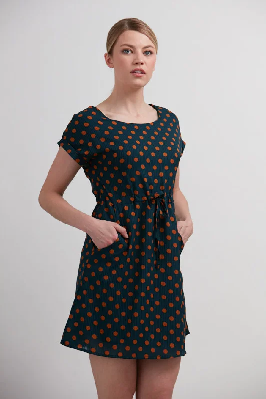 Polka Dot Print Front Tie Dress
