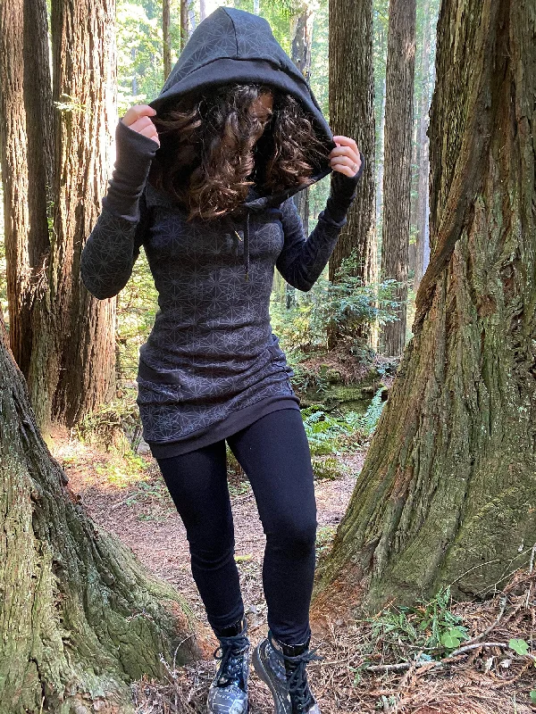 Portal Dress - Organic Cotton Medium Weight Interlock Jersey Cowl Hooded Dress