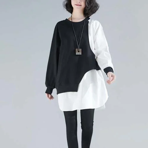 Women Irregular Black&White Cozy Dresses