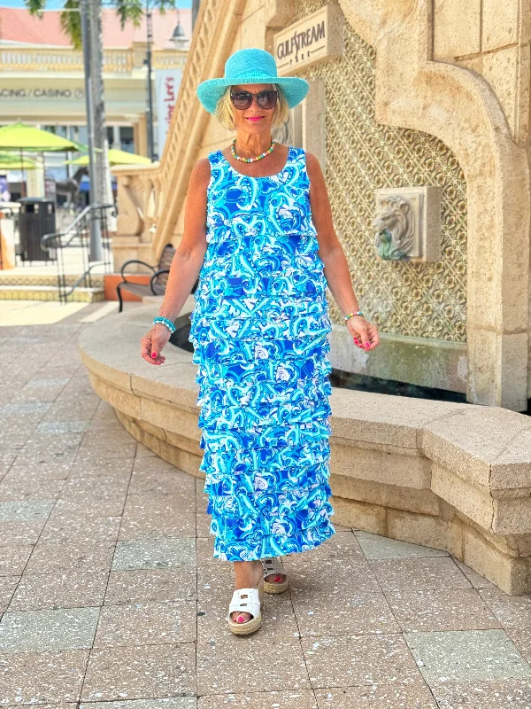 BLUE DREAMING CHA CHA MAXI DRESS Trendy V-Neck Maxi Dress