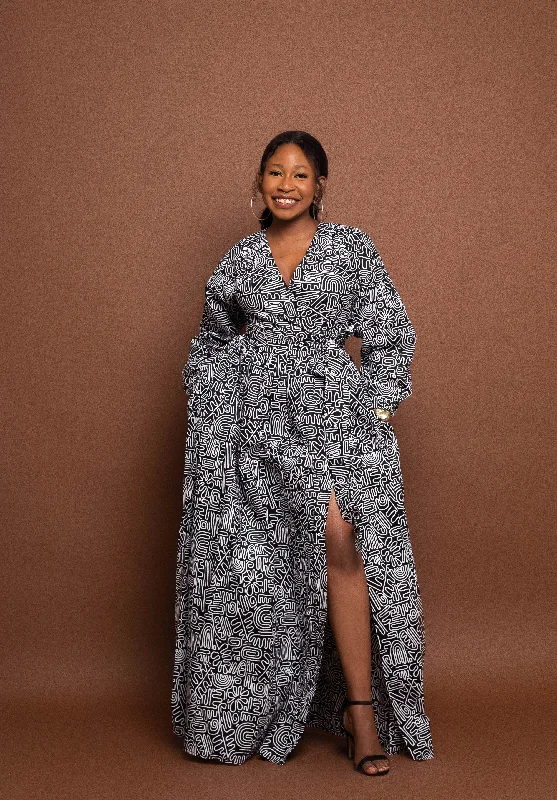 Abi Ankara Maxi Dress | Black and White African print Dress Trendy A-Line Maxi Dress Abi Ankara Maxi Dress | Black and White African print Dress Trendy A-Line Maxi Dress