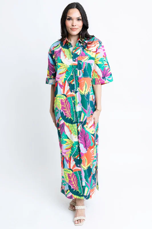 Birds of Paradise Shirt Maxi Dress Chic Sleeveless Maxi Dress