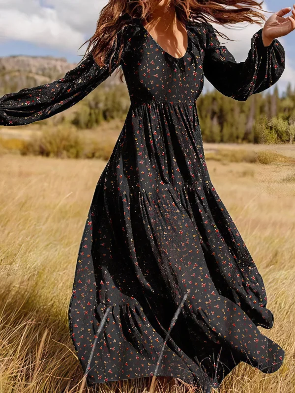 Bohemian Floral Maxi Dress Stylish Empire Waist Maxi Dress