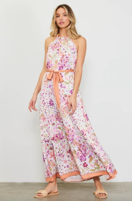 Brielle Floral Print Maxi Dress Fashionable Maxi Dress with Fringe