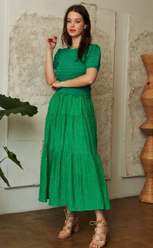Celeste Crochet Top Tiered Maxi Dress Comfortable T-Shirt Maxi Dress