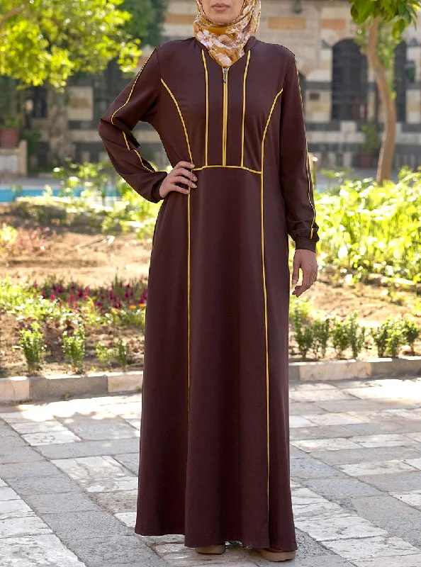 Contrast Trim Jersey Maxi Dress Fashionable High-Low Maxi Dress