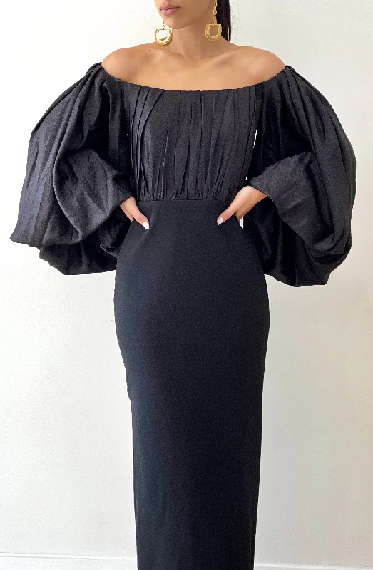 Finn Maxi Dress Black by Solace London Elegant Velvet Maxi Dress