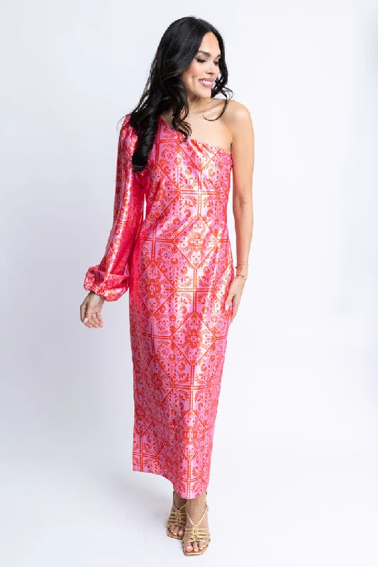 Floral One Shoulder Maxi Dress Chic Button-Up Maxi Dress