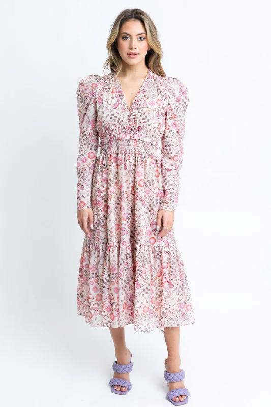 Floral Paris Vneck Maxi Dress Comfortable Plunging Neckline Maxi Dress
