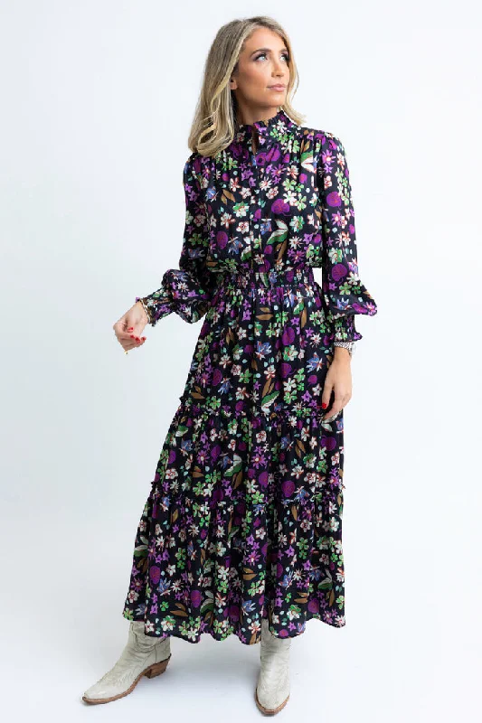 Floral Satin Maxi Dress Fashionable Chiffon Tiered Maxi Dress