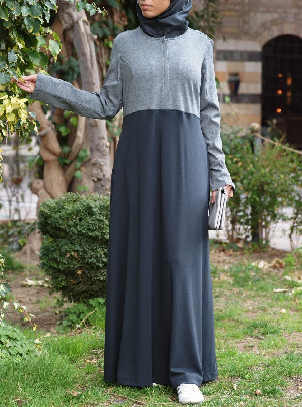 Jersey Zipped Maxi Dress Stylish Maxi Dress with Frills
