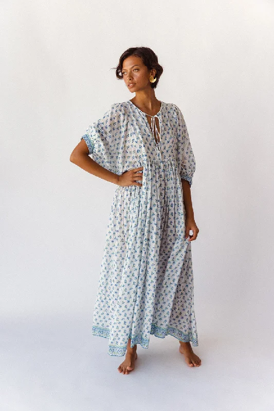 Kyra Maxi Dress ~  Azure Elegant Maxi Dress with Belt