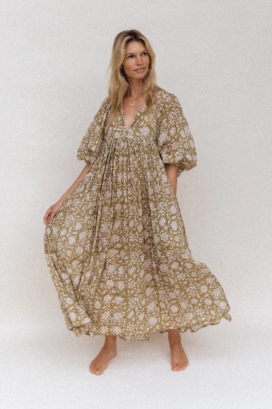 Kyra Maxi Dress ~ Olive Elegant Maxi Dress with Slit