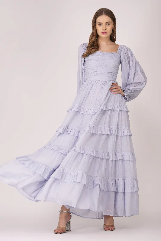 Lane Cotton Maxi Dress in Blue Fashionable Sheer Maxi Dress