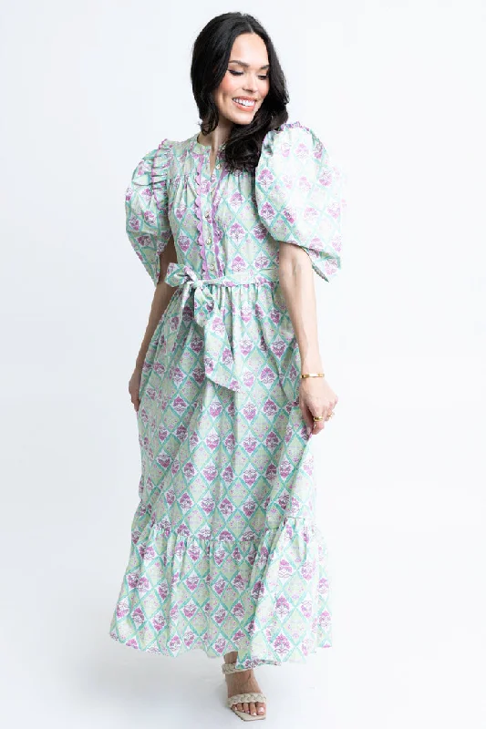 Paris Floral Tier Maxi Dress Elegant Maxi Dress with Lace