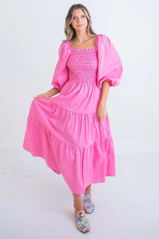 Poplin Smock Maxi Dress Cozy Longline Maxi Dress