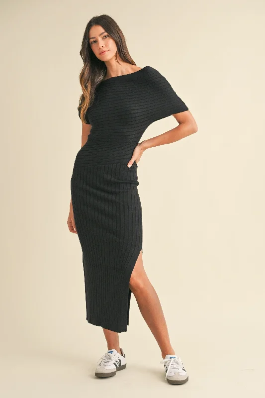 Something Else Maxi Dress: Black Cozy Wrap Maxi Dress