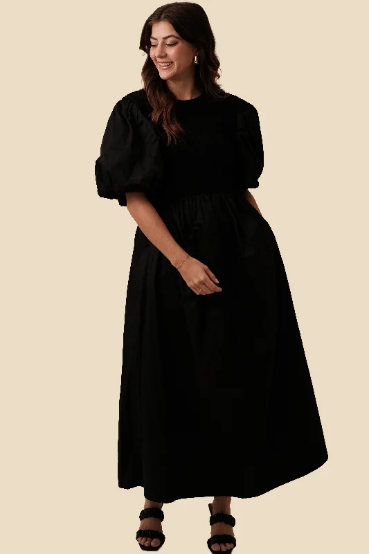 Sofie the Label Tori Puff Sleeve Contrast Maxi Dress (Black) Trendy Maxi Dress with Lace Sofie the Label Tori Puff Sleeve Contrast Maxi Dress (Black) Trendy Maxi Dress with Lace