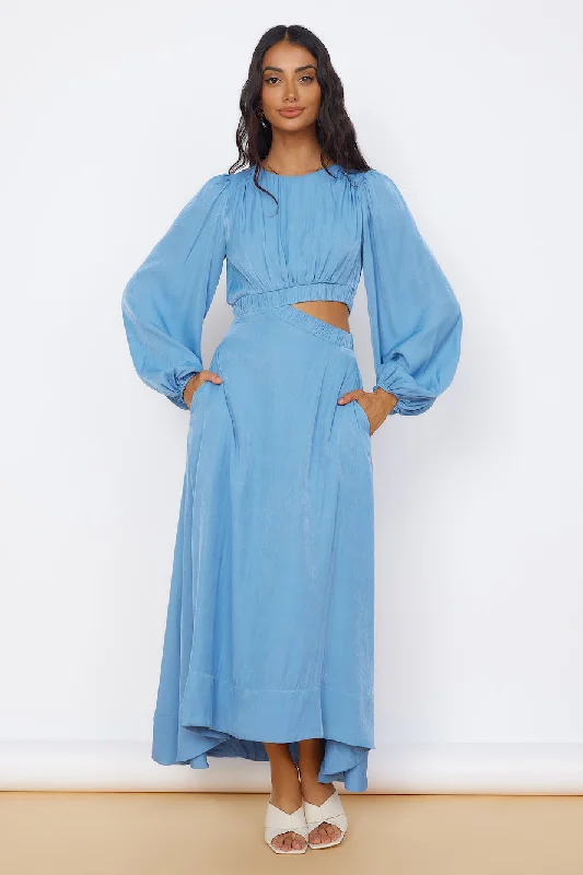 Up All Night Maxi Dress Blue Elegant Silk Maxi Dress