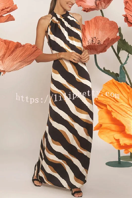 Uptown Cafe Satin Color Block Print Tie-up Neck Maxi Dress Trendy Floral Print Maxi Dress Uptown Cafe Satin Color Block Print Tie-up Neck Maxi Dress Trendy Floral Print Maxi Dress